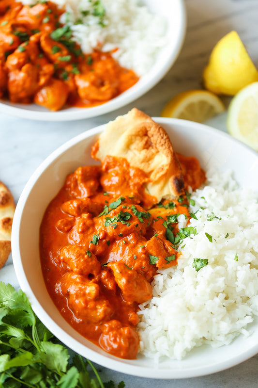 POLLO TIKKA MASALA SIN ESPECIAS CON PAPAS FRITAS O ARROZ
